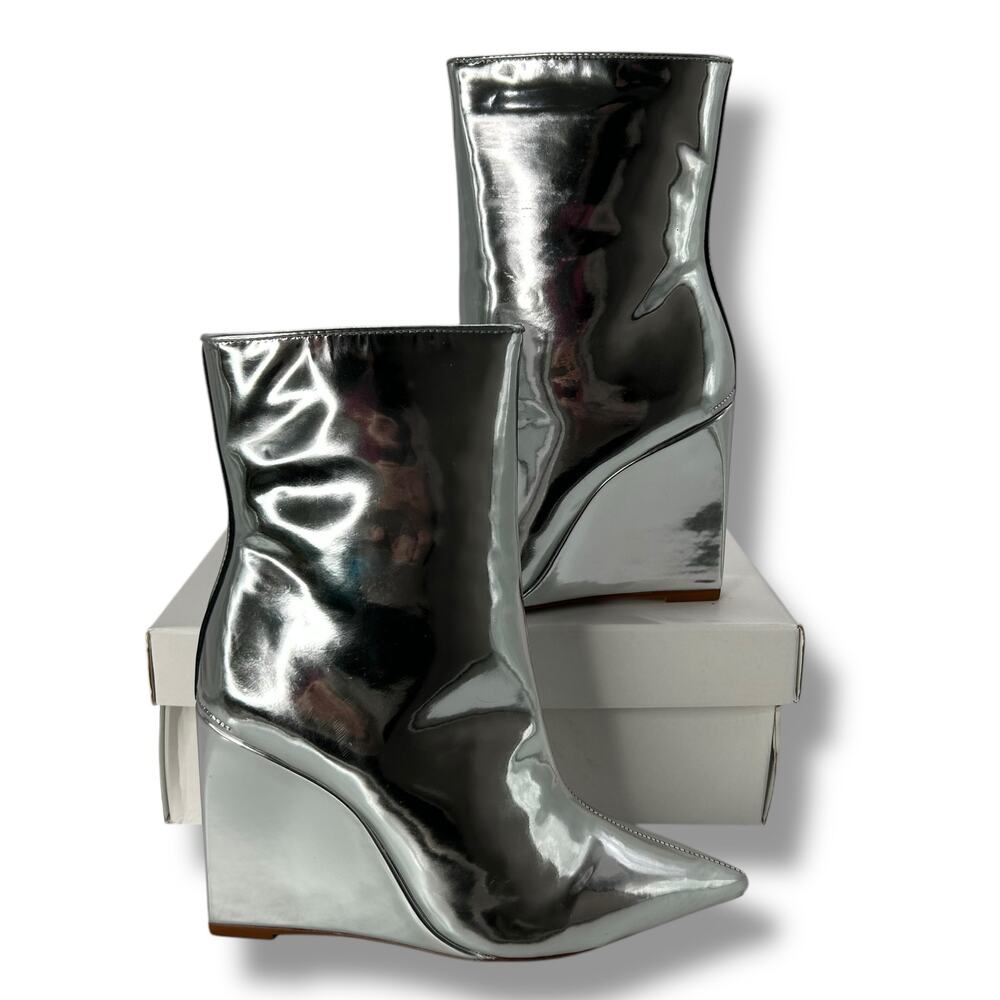 SCHUTZ Silver Heeled Boots